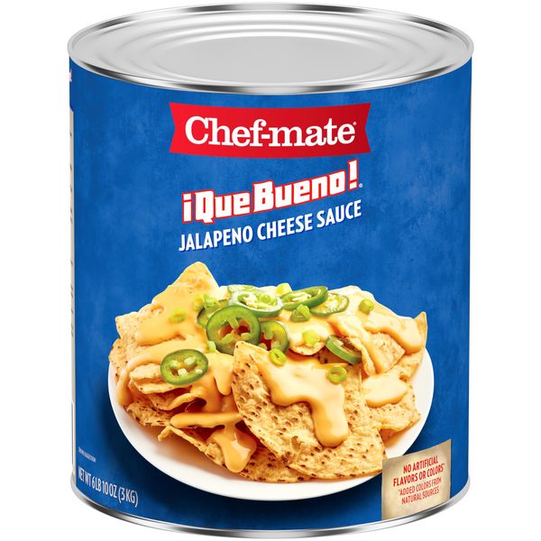 Chef-mate Que Bueno Spicy Nacho Cheese Sauce, Jalapeno Queso, Canned Food, 6 lb 10 oz (#10 Can Bulk)