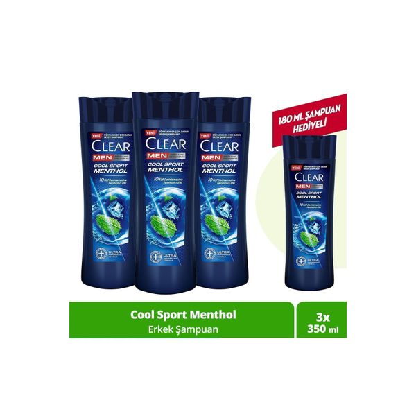 Men Kepeğe Karşı Etkili Şampuan Cool Sport Menthol 350 ml X3