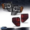 Fit For 2009-2014 Ford F150 Black Headlights+Rea