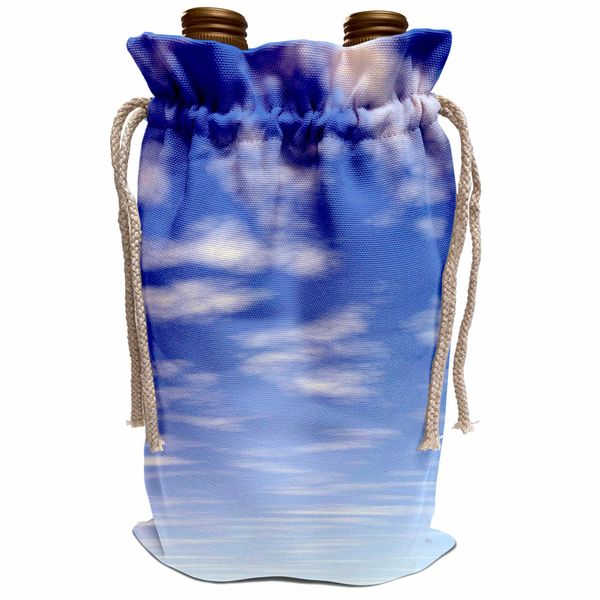 Wine Bag - Pretty Bright Blue and White Cloudy Sky Skies