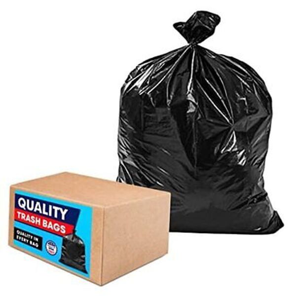 44-45 Gallon Trash Bags, (Value 100 Bags w/Ties) 100 Count (Pack of 1) Black