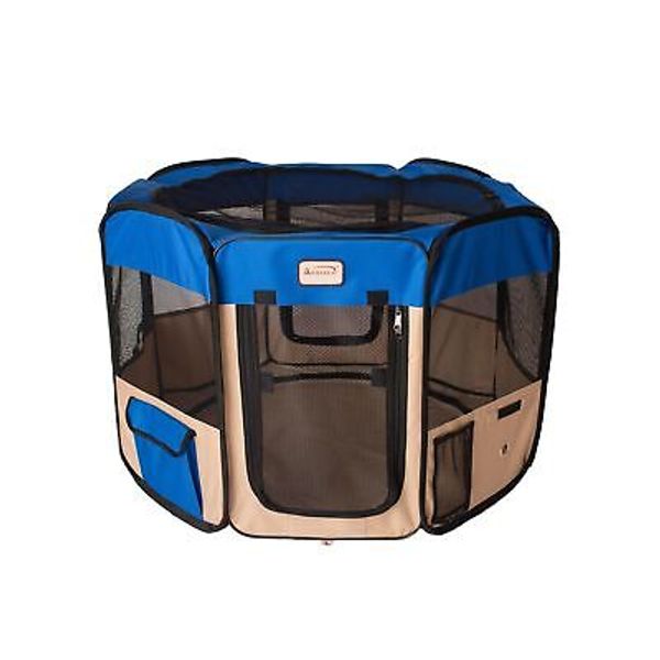 PP001B Blue and Beige Portable Playpen