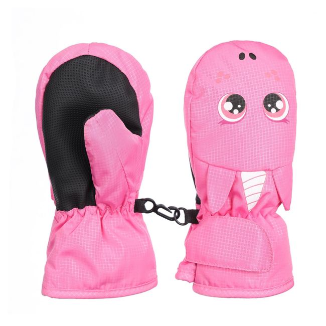 FAYHIJUN Fäustlinge Kinder Winter Handschuhe Skihandschuhe für 2-9 Jahre Mädchen Jungen Winterhandschuhe Wasserdicht Winddichte Skifahren Snowboard Reiten Laufen (Pink, M (4-6 Jahre alt))