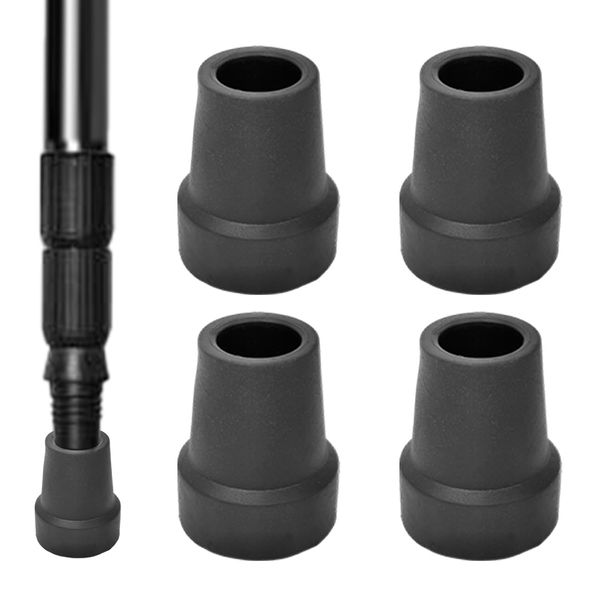 4 Pcs Cane Tips | Durable Walking Stick Rubber Ferrules for Stability and Traction | Replacement Crutch Tips for Enhanced Mobility