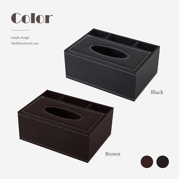 EINEY Tissue Case, Storage Case, Remote Control Rack, Multi-functional, Tabletop Storage Box, Tabletop Storage Case, Small Items, Stationery, Remote Control Rack, Pen Stand, Simple Design (Black)