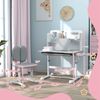 Height Adjustable Kids Desk and Chair Set w/ Reading Rack, Gray