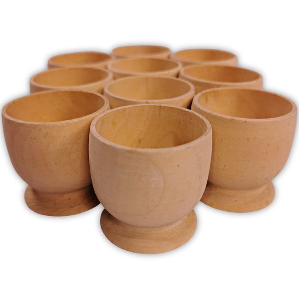 BCreativetolearn Wooden Egg Cups for Crafts 10 Pack, Beach Wood Egg Holders, Make Your Own Personalised Egg Cups & Hold Decorated Eggs, Easter Egg Crafts for Kids.