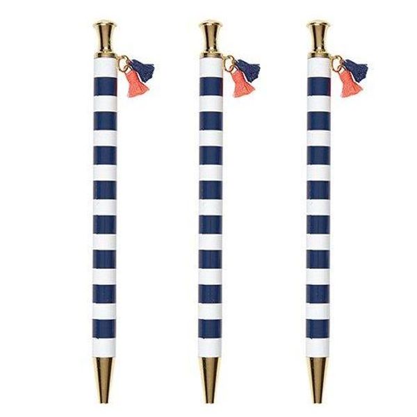 Navy Cabana Tassel Pen Set of 6 | Giftable Pen | Novelty Office Desk Supplies