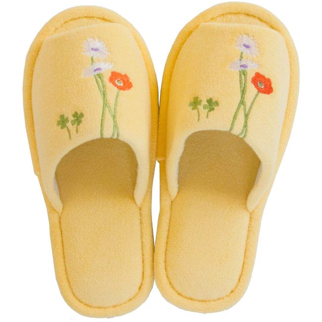 OKA Slippers, Yellow, Approx. 9.8 inches (25 cm), Botanical Garden (Plant, Natural)