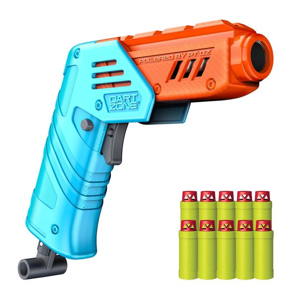 DART ZONE Max Solo Pro Foam Dart Blaster Pistol – 120 FPS Single-Shot Foam Dart Blaster for Adults – Mini Foam Blaster for Ages 14+ with 1 Dart Capacity, Quick Fold Action & 10 Darts – 120 ft Range