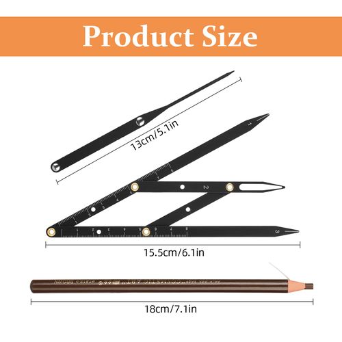 ATOMUS Tattoo Eyebrow Ruler Golden Ratio Ruler Makeup Tool with Brown Mark Pencil Microblading Caliper Eyebrow Positioning Measuring Tools to Shape Eyebrows