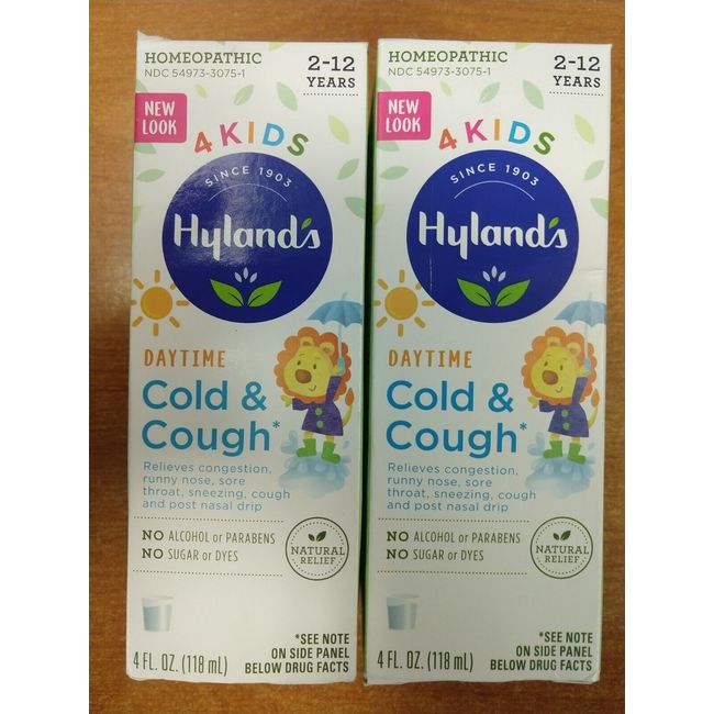 2PK: Hyland 4 Kids Cold n Cough Daytime Ages 2-12 Homeopathic Dye Free R4P4 7513