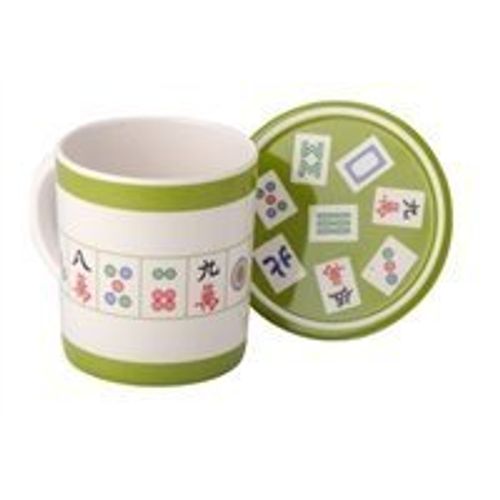 COPA JUDAICA Mah Jongg Coffee Cup and Coaster Set