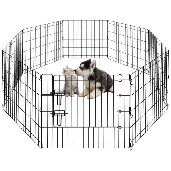 PEEKABOO Dog Pen Pet Playpen Dog Fence Indoor Foldable Metal Wire Exercise Pu...