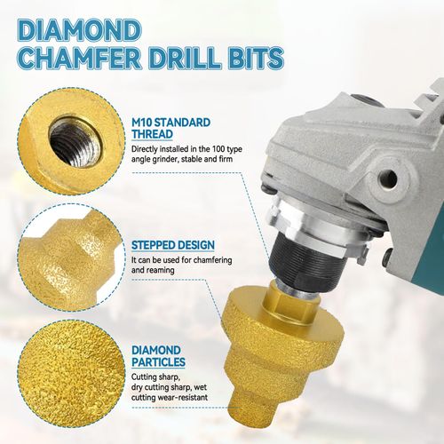 2Pcs Diamond Step Drill Bit, 20mm 35mm 50mm Diamond Core Drill Bit Diamond Hole Opener Puncher Round Hole Cone Grinder Bit for Marble Stone Tile Concrete Granite Quartzite, M10 Thread