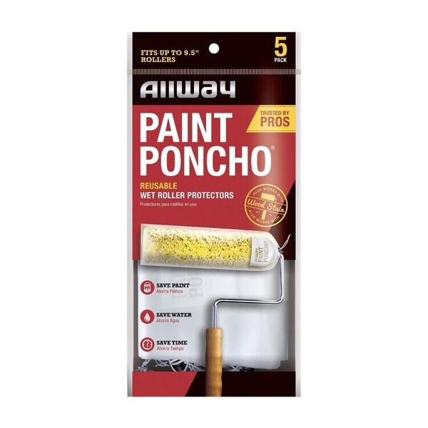 Allway Paint Poncho 5-Pack Reusable Wet Paint Roller Protectors Cover