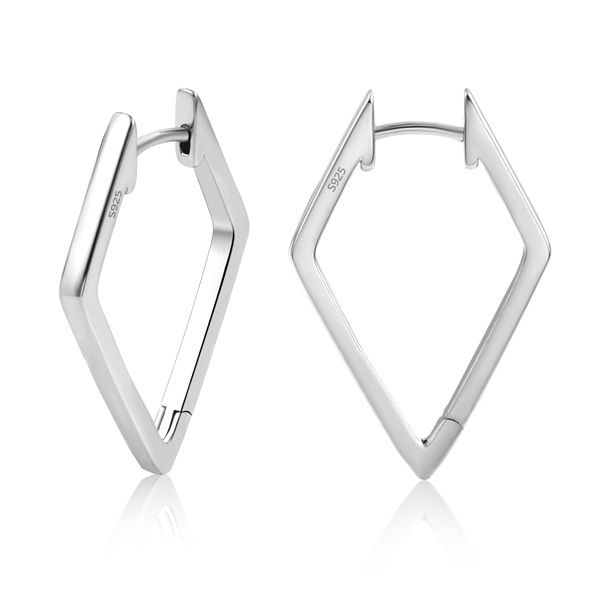 ALEXCRAFT Ohrringe Creolen Silber 925 für Damen Rhombus Ohrringe Klein Hypoallergen Huggie Silver Earrings Messing