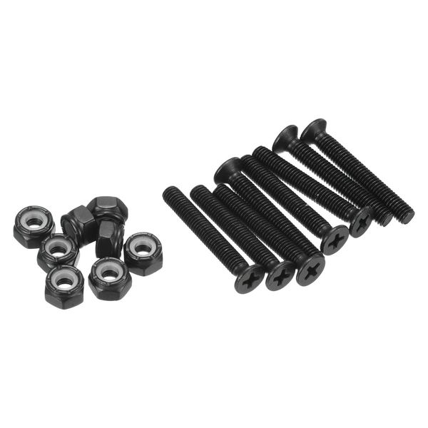 PATIKIL Skateboard Hardware Kit 1.38" Montage Schrauben Volle Gewinde Bolzen Muttern Set für Langboard Cruiser Schwarz