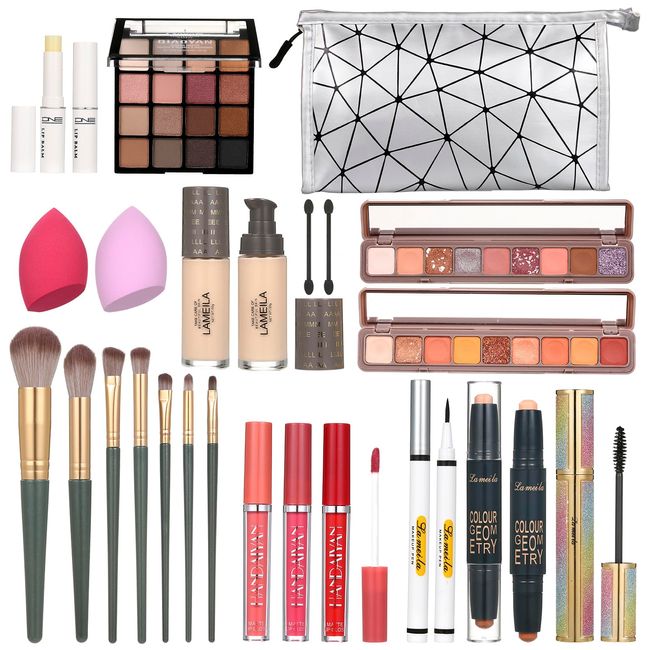 Makeup Kit for Women Full Kit Girls Makeup Set Eyeshadow Palette Lip Gloss Lipstick Makeup Brush Foundation Concealer Mascara Powder Puff Makeup Bag Makeup Set for Women Girls Teens Gift