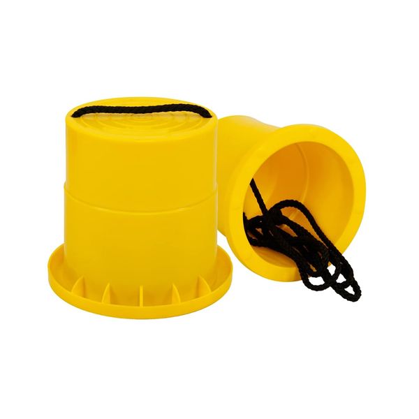 GISCO Balancing Bucket Stilts 1 Pair Thickened Plastic Walking Stilts Balance Bucket Stilts Toy with Adjustable Rope Gifts for Balance Coordination Party Game Birthday (Yellow)