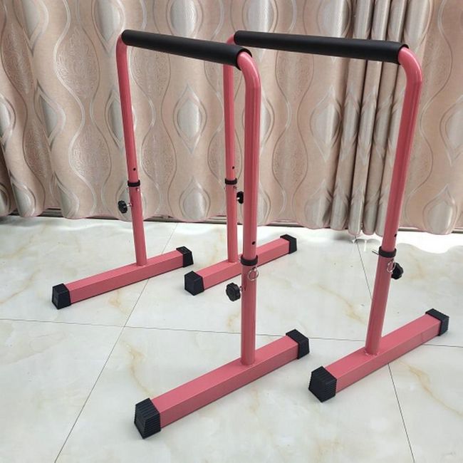 Dips Workout Push for Strength Training Upper Body Home Equipment Up Bar Parallel, Pink