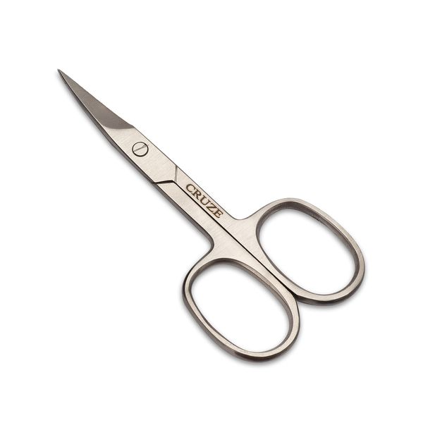 CRUZE Nail Scissors – Cuticle Extra Fine Curved Scissors for Manicure, Eyelashes, Eyebrow, Toenail, Finger Nail, Nose Hair – Nail Tip Scissor for Grooming – Tijera