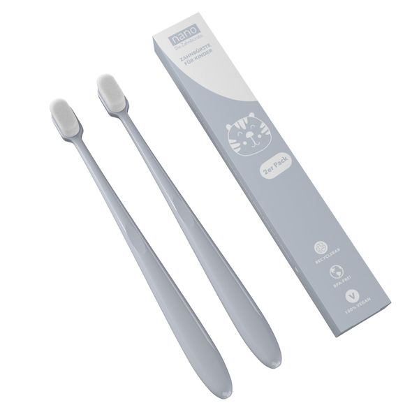 nano Die Zahnbürste. 2er-Pack | Nano Zahnbürste | Kinder Zahnbürste | 18.000 Borsten | Weiche Zahnbürste | Extra weich | Baby Zahnbürste | Super soft | Sensitiv | Sanfte Zahnbürste | Hellblau