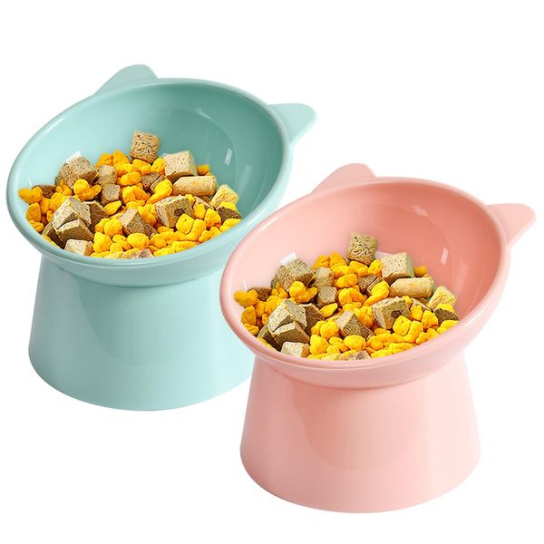 Qixuer Cat Bowls Plastic, 2 Pcs Cat Food Bowls Tall Cat Bowl Stand Cat Feeding Bowl Pet Feeding Bowl Cat Bowls Plastic Set Feeding Bowl Cat High Feeding Bowl For Cats Protects Pet's Cervical Spine