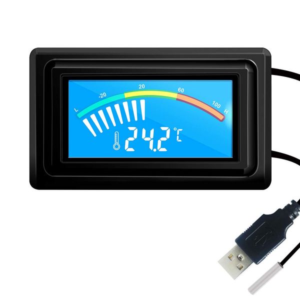 KETOTEK Digital Thermometer DC 4V~25V, USB Power Supply Aquarium Thermometer Panel -50℃~110℃, Computer Temperature monitor, External Waterproof NTC Probe For PC Vivarium Fish Tank Fridge Freezer