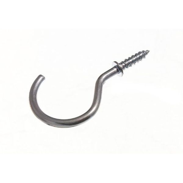 100 x Cup Hooks 25MM (1 inch) Over All Length Shouldered Chrome Plated