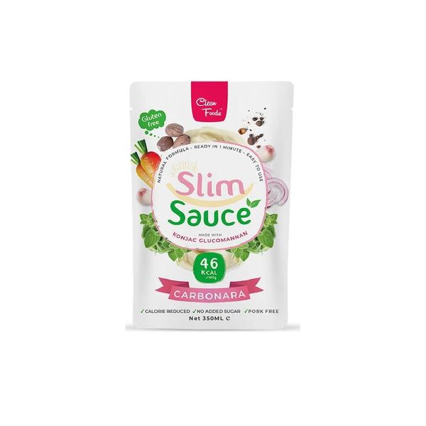 CleanFoods SlimSauce Carbonara 350ml I Pasta Sauce mit nur 46 Kalorien/100g I glutenfrei