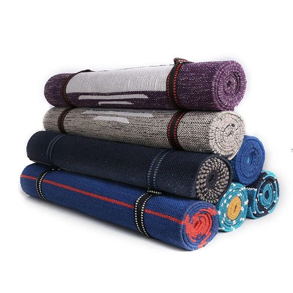 KD Cotton Yoga Mat Hand Woven Yoga Mat Eco-Friendly Organic Handloom Mat Best Carrying Strap Included - 61cm x 182.9cm (24in x 72in) Exercise Mat (Purple)