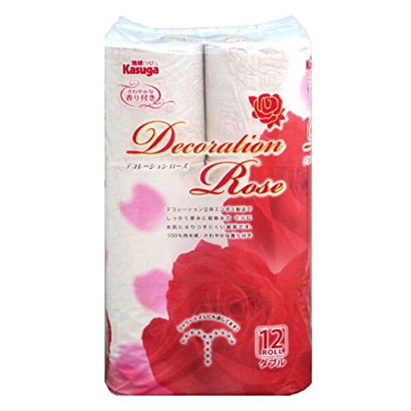 Toilet Paper Kasuga Paper Decorative Rose Pink Double 88 ft (25 m) 12RX 8 Pack