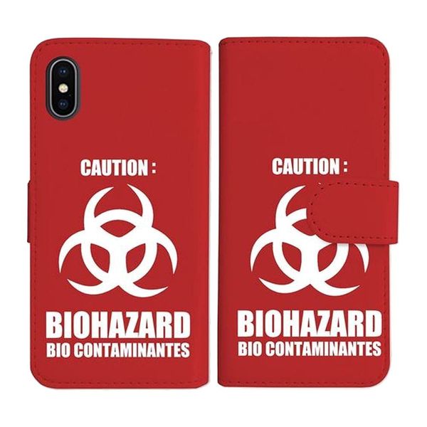 sslink iPhone16e iPhone 16e Notebook Type Red Case Biohazard BIOHAZARD Logo White Diary Type Side Opening Card Storage Flip Cover
