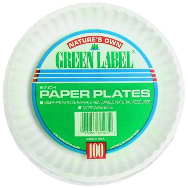 AJM Packaging Uncoated Green Label 9'' Paper Plate Case