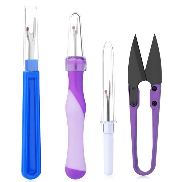 3 PCS Seam Ripper, Big & Small Sewing Stitch Thread Unpicker, Handy Stitch Rippers with Scissors, thread unpicker with silicone handle for Sewing/Crafting Removing Threads Tools