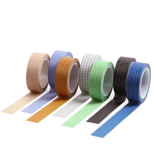 YANGWEN Washi Tape Set, 7 Rolls Farbe Kariertes Muster Washi Masking Tape Dekorative Klebeband für Scrapbooking DIY Handwerk