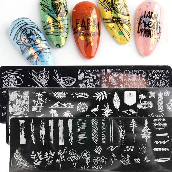 3pcs flowers rose flower fruit lemon line stamping plate nail stamp nail tool nail art