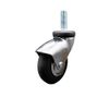 3 Inch Bright Chrome Hooded Neoprene Rubber ½ Inch Threaded Stem Caster SCC