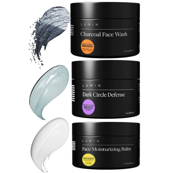 Lumin - Dark Circle Repair Set - Skin Care Kit for Men - Dark Circle Defense, Charcoal Cleanser, Moisturizer - Helps with Tired Eyes, Dark Spots, Uneven and Dull Skin - 2 Month Supply