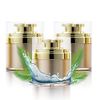 3pcs Golden Refillable Vacuum Pump Cream Jar Side Leaking 1.0 oz 30ml Empty Bottle Cosmetic Air Pump Jars Travel Containers Lotion Cream Dispenser for Creams Lotion Moisturizer