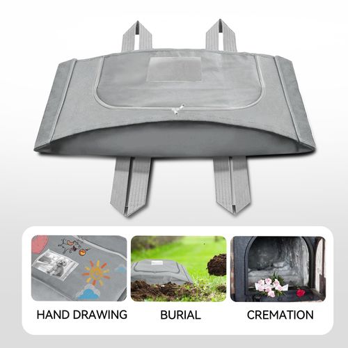 AVIMO Pet Burial Bag for Dogs, Cats, Small Pets Under 20lb - Pet Caskets or Burial Boxes Alternative, Eco-Conscious Pet Body Bag with Handle & Custom Memorial Surface (Gray, S)