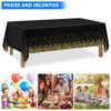 NEBURORA 1 Pack Black and Gold Party Tablecloth Plastic Tablecloth 137x274cm Gold Dot Confetti DisposableTable Cover Rectangular Party Table Cover for Picnic, Baby Shower, Halloween, Birthday