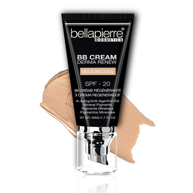 bellapierre BB Cream SPF 20 | Concealer, Foundation, & Moisturizer | Non-Toxic & Paraben Free | Pump Top Applicator - 48 Grams - Medium Cool