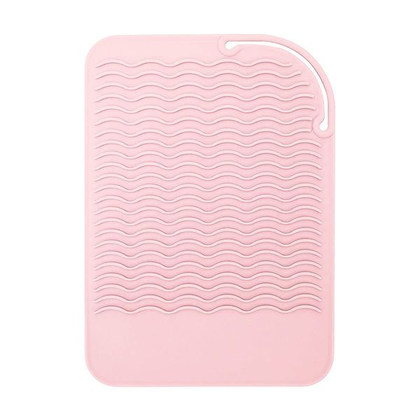 Jagowa 1 Piece Heat Insulation Mat for Hair Straighteners, Silicone Hair Straightener Insulation Pad Curling Iron Insulation Cover Perm for Curling Irons Salon Perm Styling Tools (Pink)