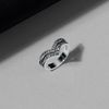 Esse Marcasite Sterling Silver Black Enamel & Marcasite Double Row Wishbone Ring (O)