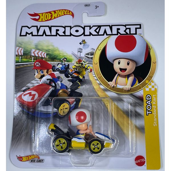 Hot Wheels - Mario Kart - Toad Standard Kart - 2023 - Mint/NrMint Ships Bubble Wrapped in a Box