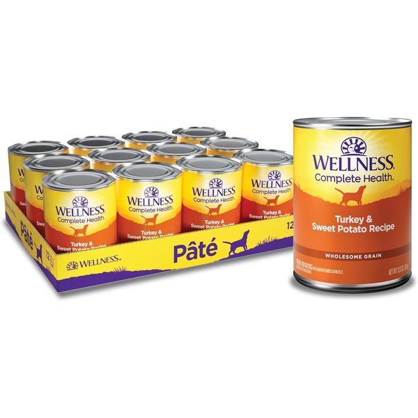 Wellness Complete Health Natural Wet Canned Dog Food Turkey & Sweet Potato, 12.5