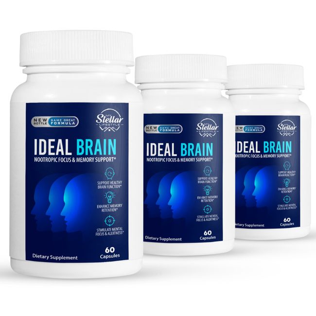 3 Pack Ideal Brain, support healthy brain function-60 Capsules x3