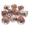 Mango Tree Mixed Set of Pink & White Ceramic Cupboard Knobs/door knobs/drawer knobs x Pack 10 (MG-202)
